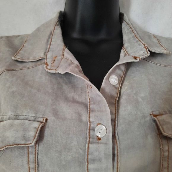 Vintage PassPort Grey Ombre Sleeveless Button Up Tank Size Medium - Picture 7 of 11